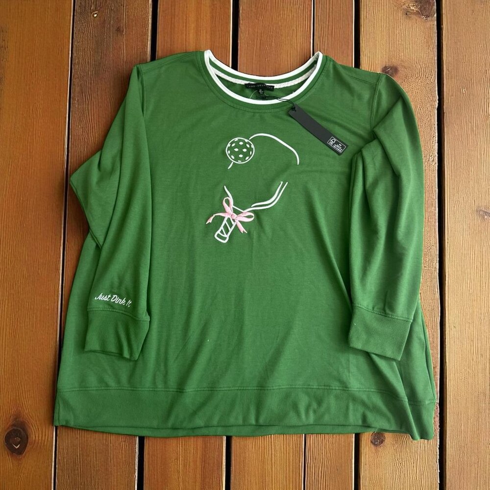 JANE & DELANCEY Pickleball Bow Just Dink It Long Sleeve Shirt Size 2X NEW NWT